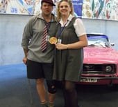 White 66 1st in class, Orange 66 3rd in class, Grey 66 Retro Peoples choice & 1st in class,  Pink conv got best display & 2nd in class, Rick & Andrea in School Uniform. Own White 66.   Pics Rick Paulsen